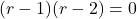 \begin{equation*}    (r - 1)(r - 2) = 0 \end{equation*}