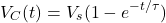 \[V_C(t) = V_s(1 - e^{-t/\tau})\]
