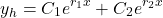 \begin{equation*}    y_h = C_1e^{r_1x} + C_2e^{r_2x} \end{equation*}